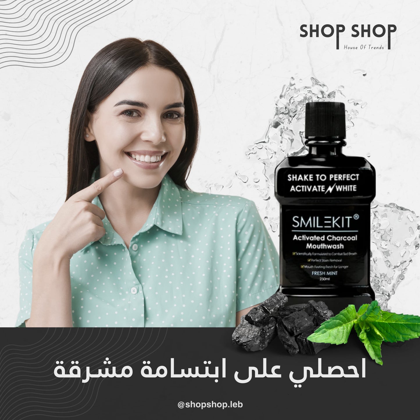 Organic Charcoal Mint Mixture Mouthwash