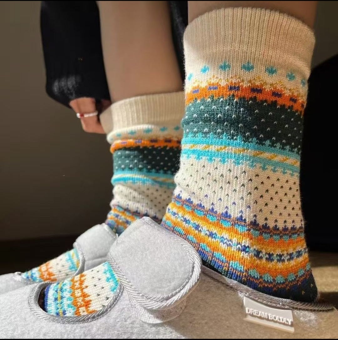 Winter Fair Island Socks