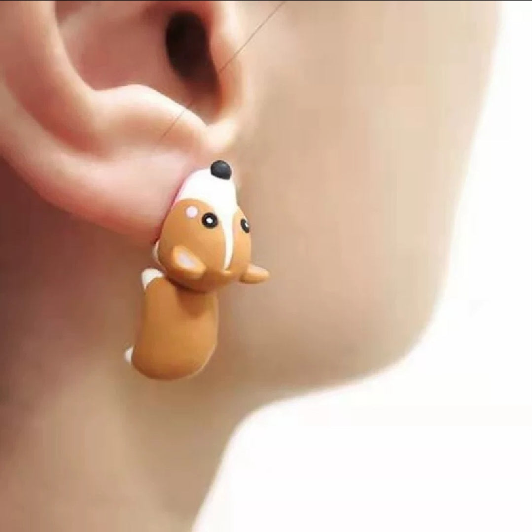 Brown Doggy Bite Earring