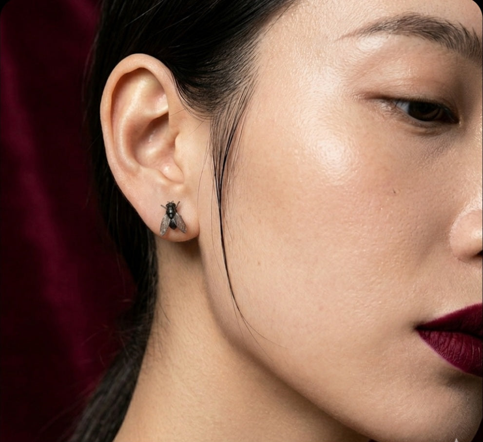 Black Realistic Housefly Earring