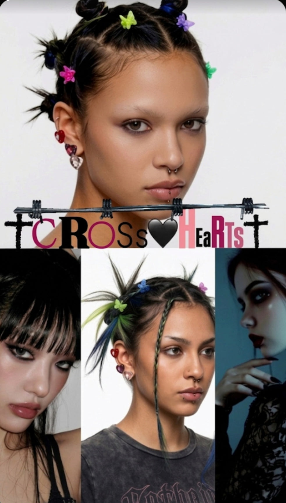 Cross Hearts Titanium Ear Bones