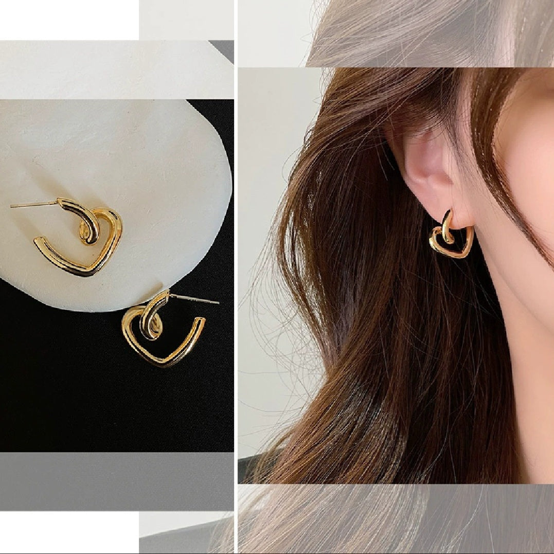 The "Golden Glow" Heart Hoops Earrings