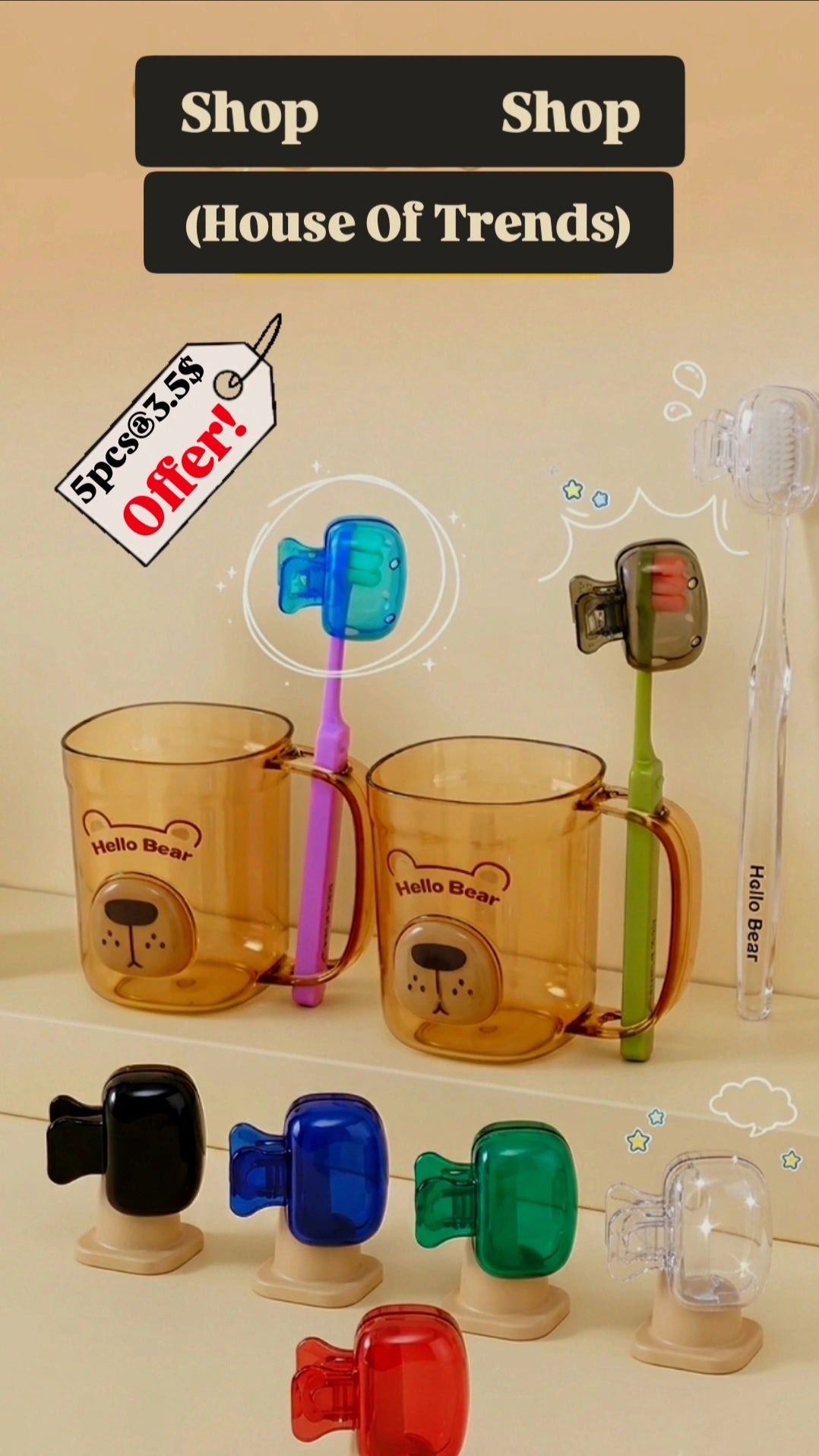 Unique Clear Claw Toothbrush Clips Protectors