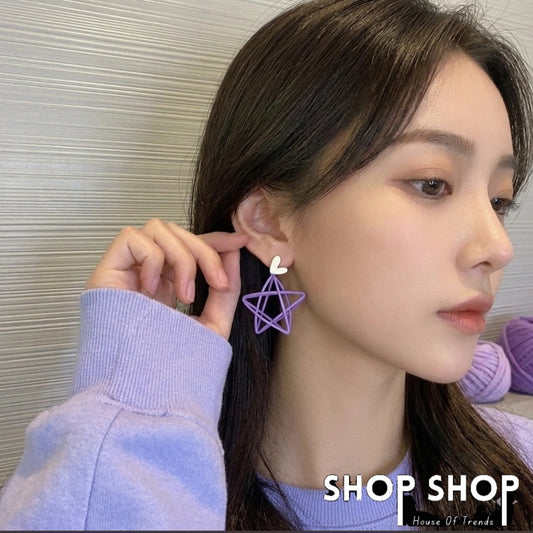 Geometric Space Hearts Earrings