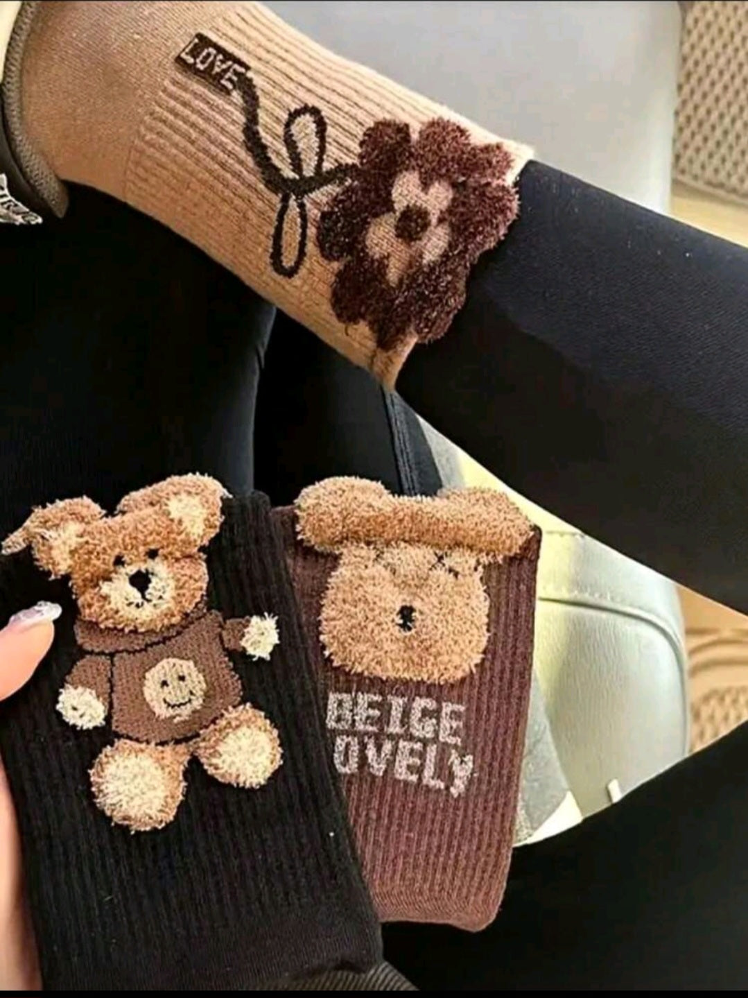 Korean Preppy Bear Socks