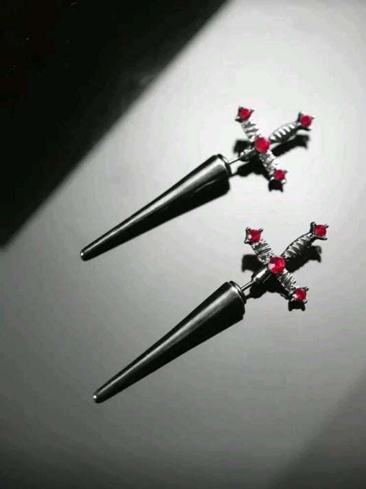 Vampire Blood Red Crystal Cells Earings