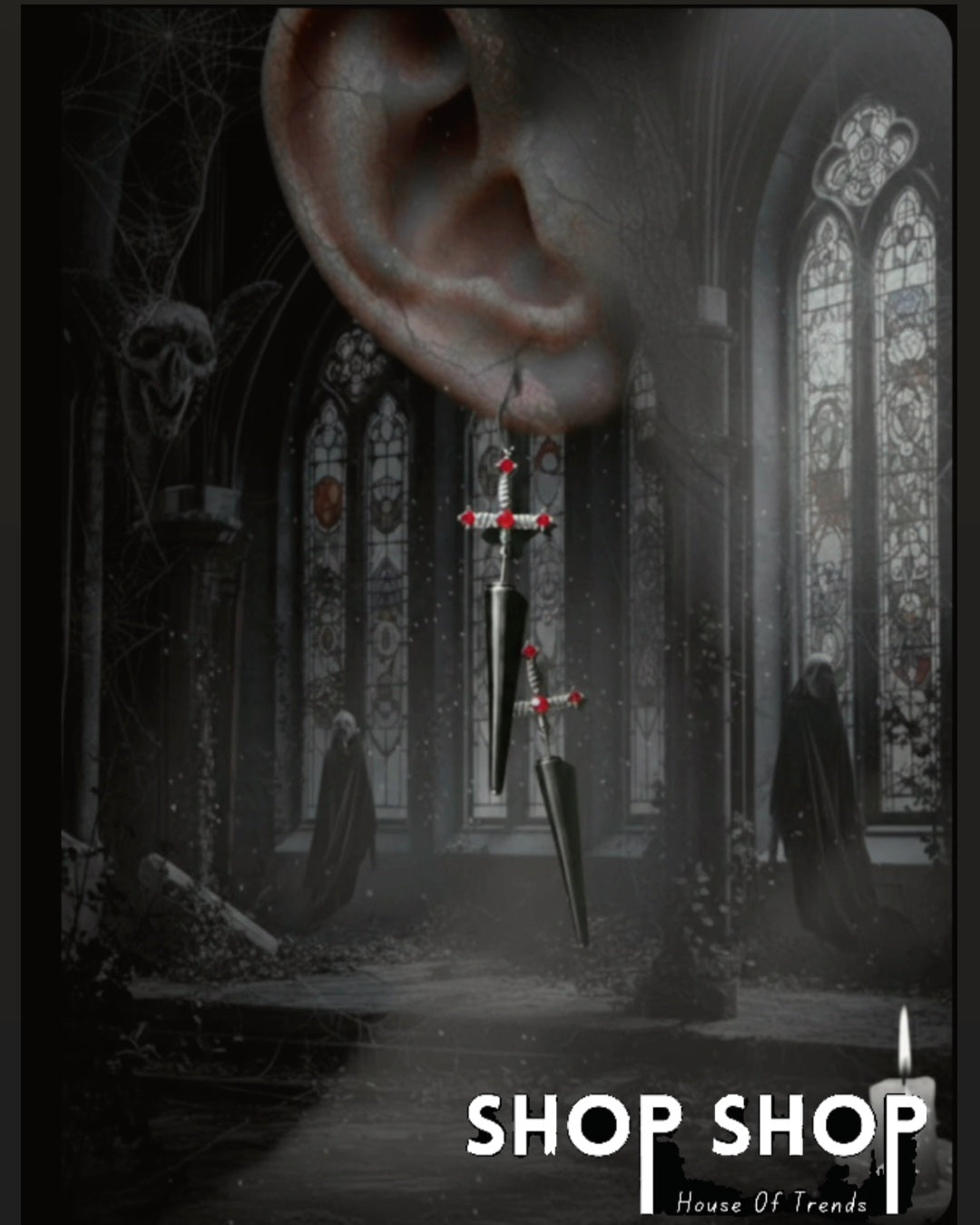 Vampire Blood Red Crystal Cells Earings