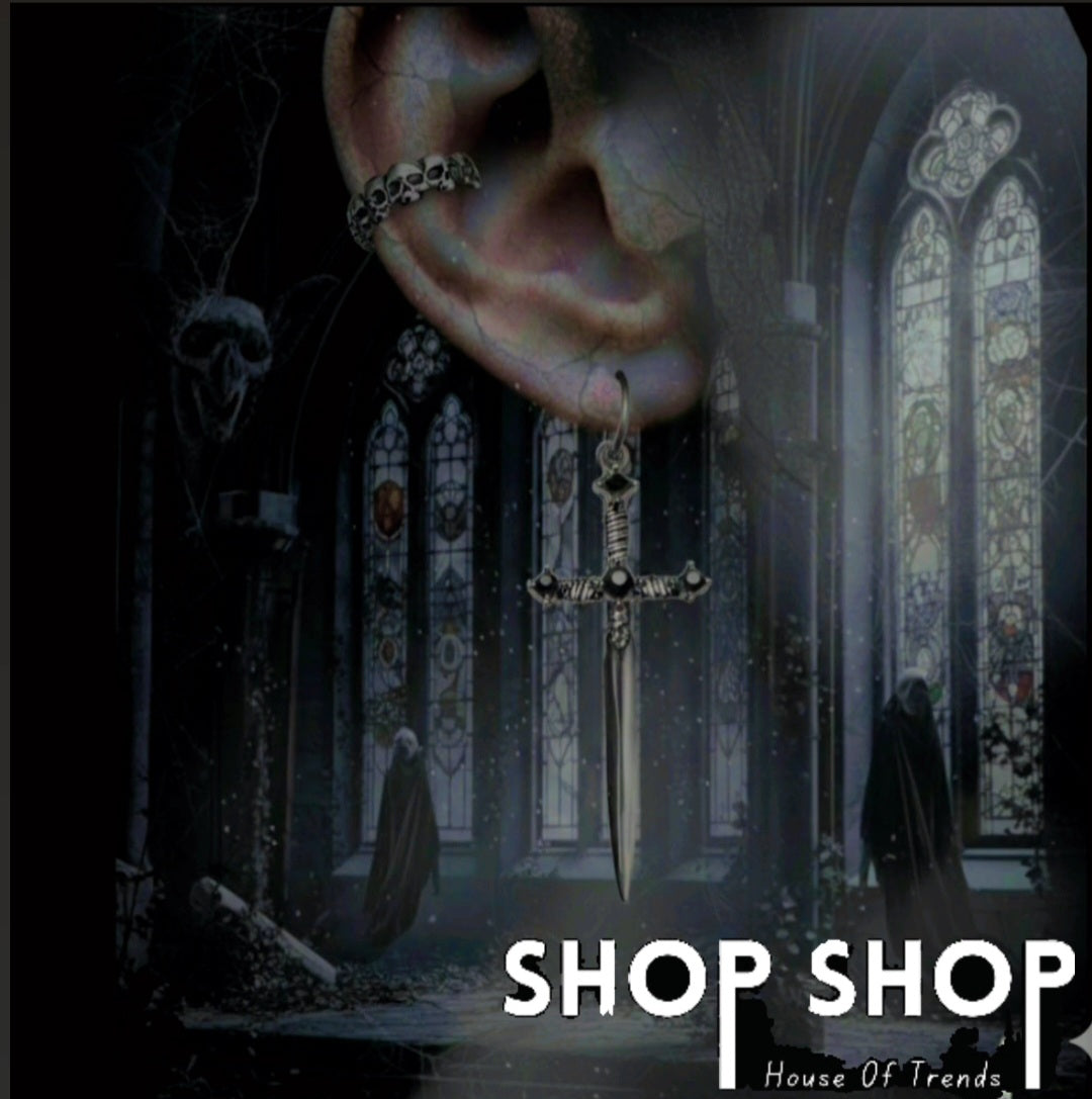 Black Steel Cross Earings