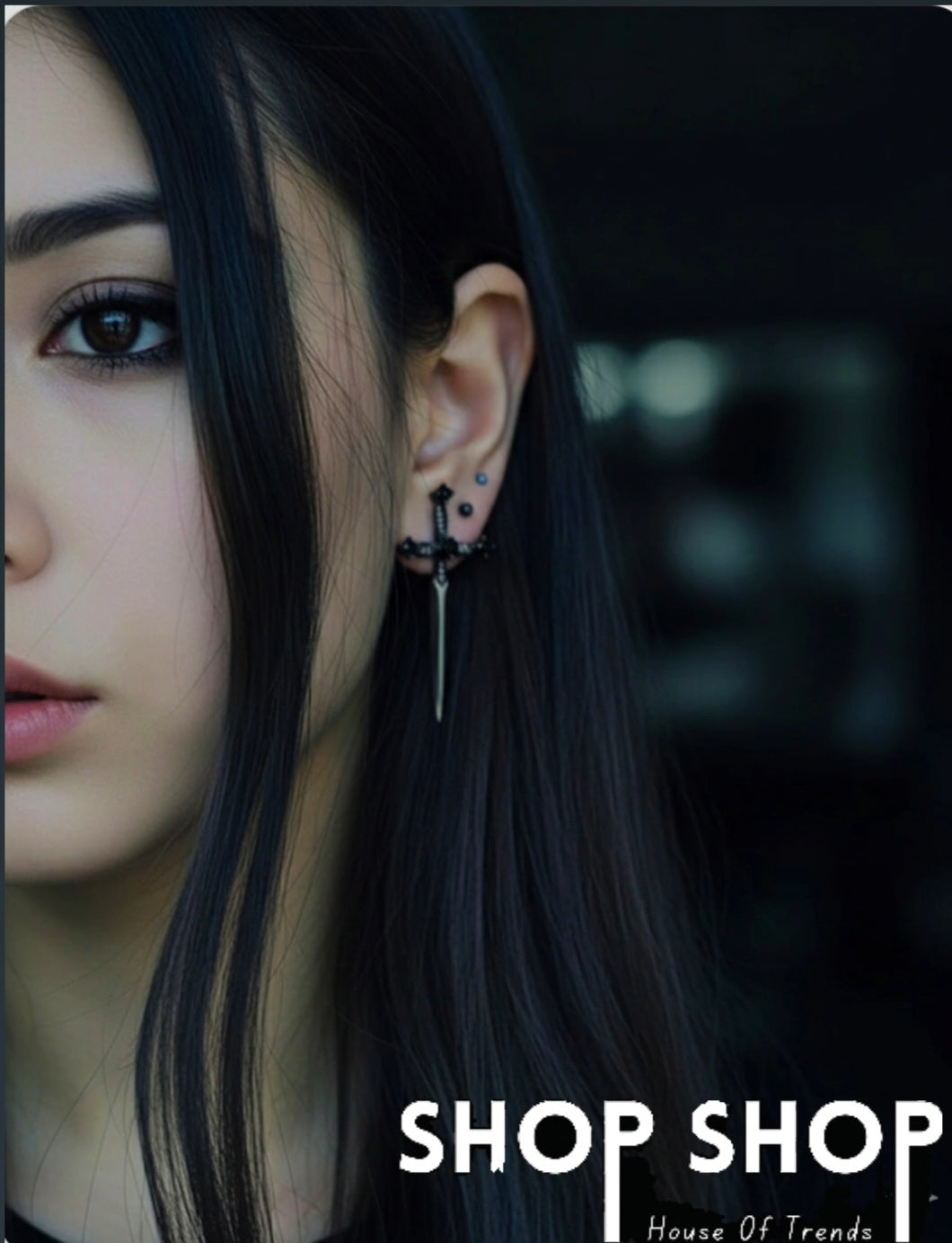 Black Steel Cross Earings
