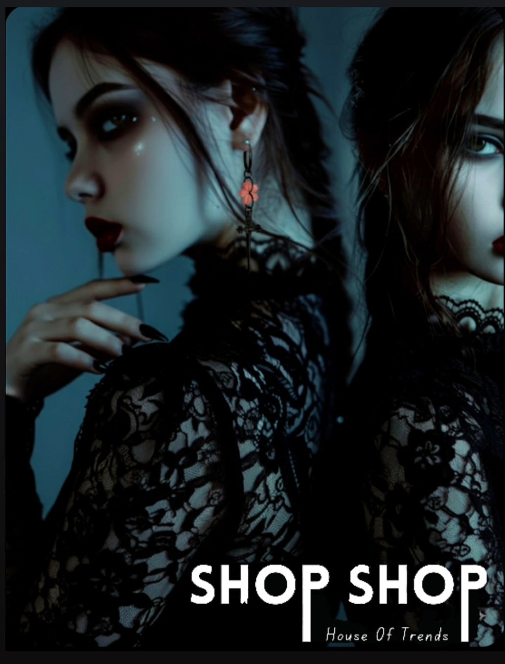 Cross Gothic Earings With Pink Lotus