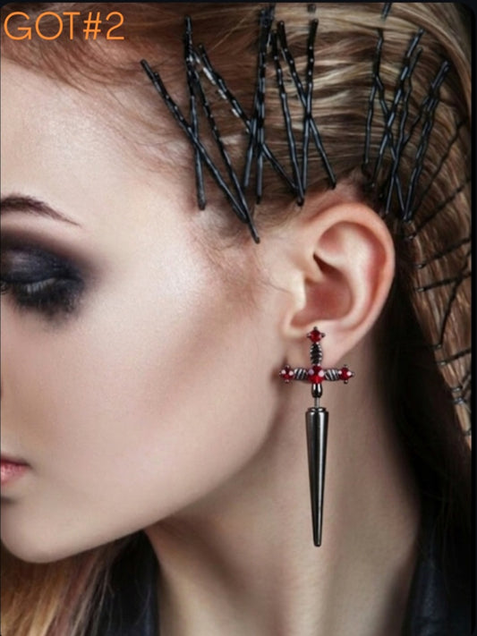 Vampire Blood Red Crystal Cells Earings