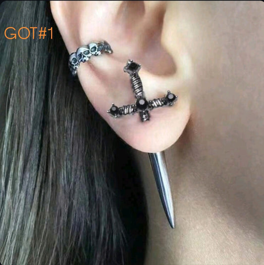 Black Steel Cross Earings