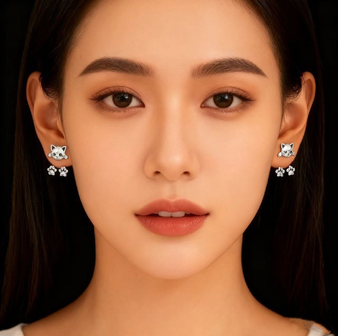 Korean Silver Design Cat Claw Earring
