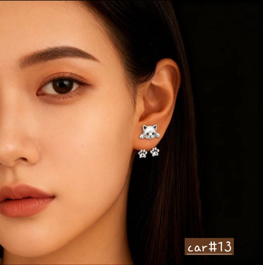 Korean Silver Design Cat Claw Earring