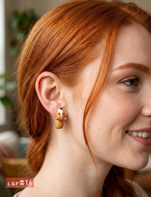Brown Doggy Bite Earring