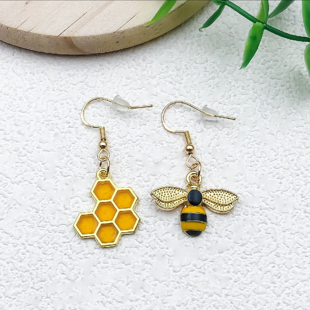 Honeycomb Bee Earring