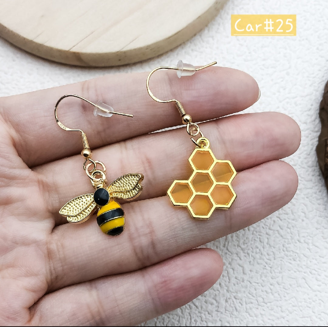 Honeycomb Bee Earring