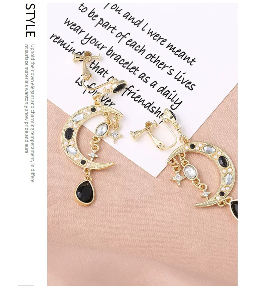 Electroplated Ethnic Moon Earrings
