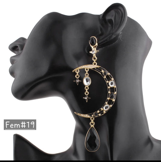 Electroplated Ethnic Moon Earrings