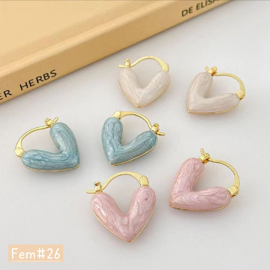 Retro Glazed Love Heart Earrings