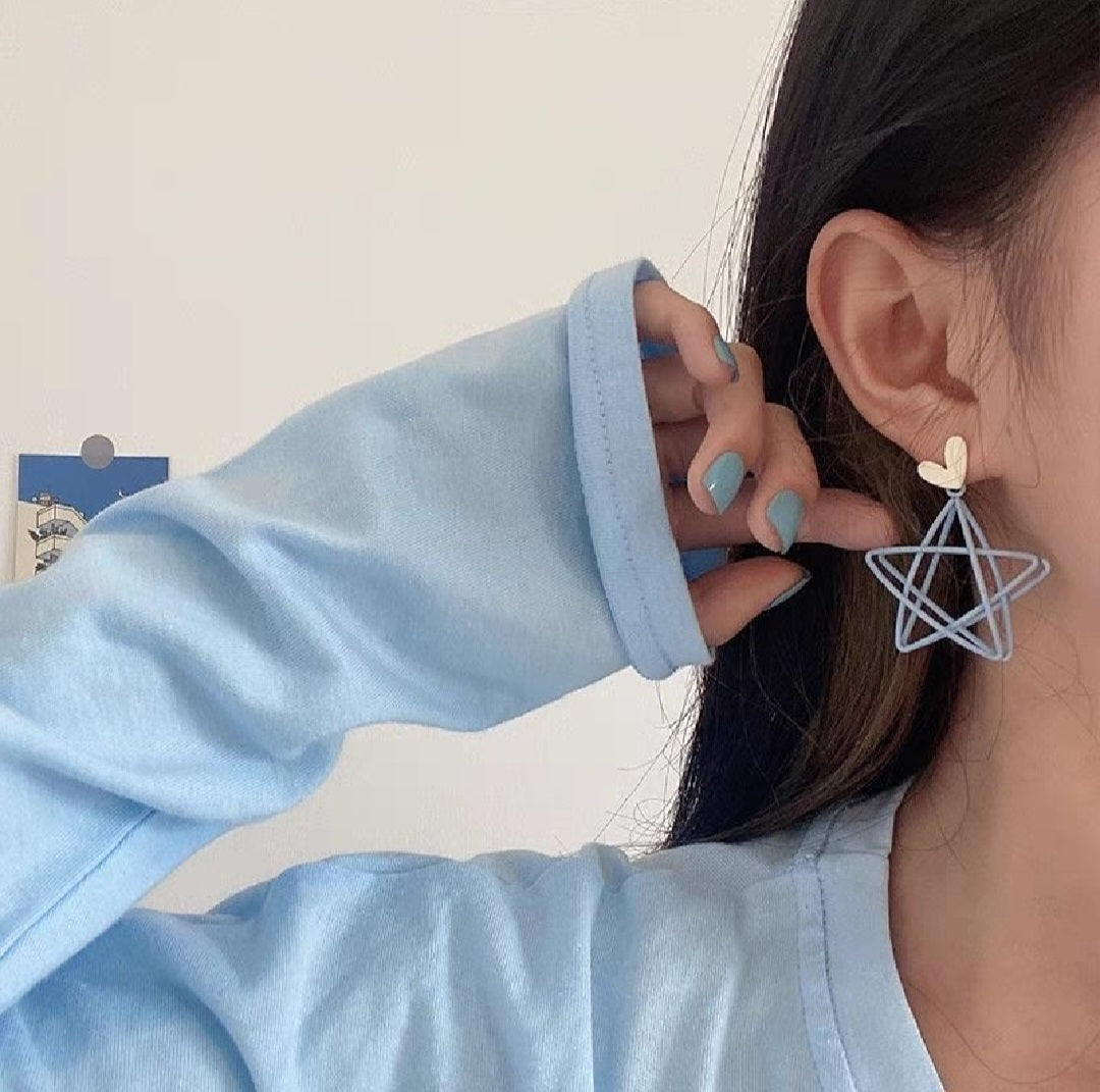 Geometric Space Hearts Earrings