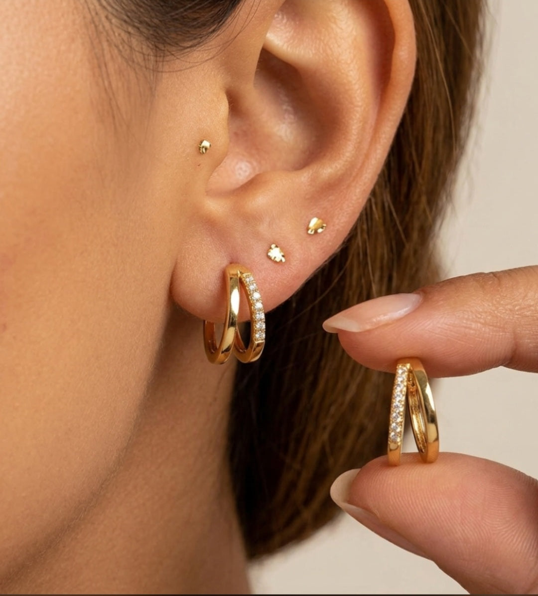 Dual-Band Pavé Hoops Earrings