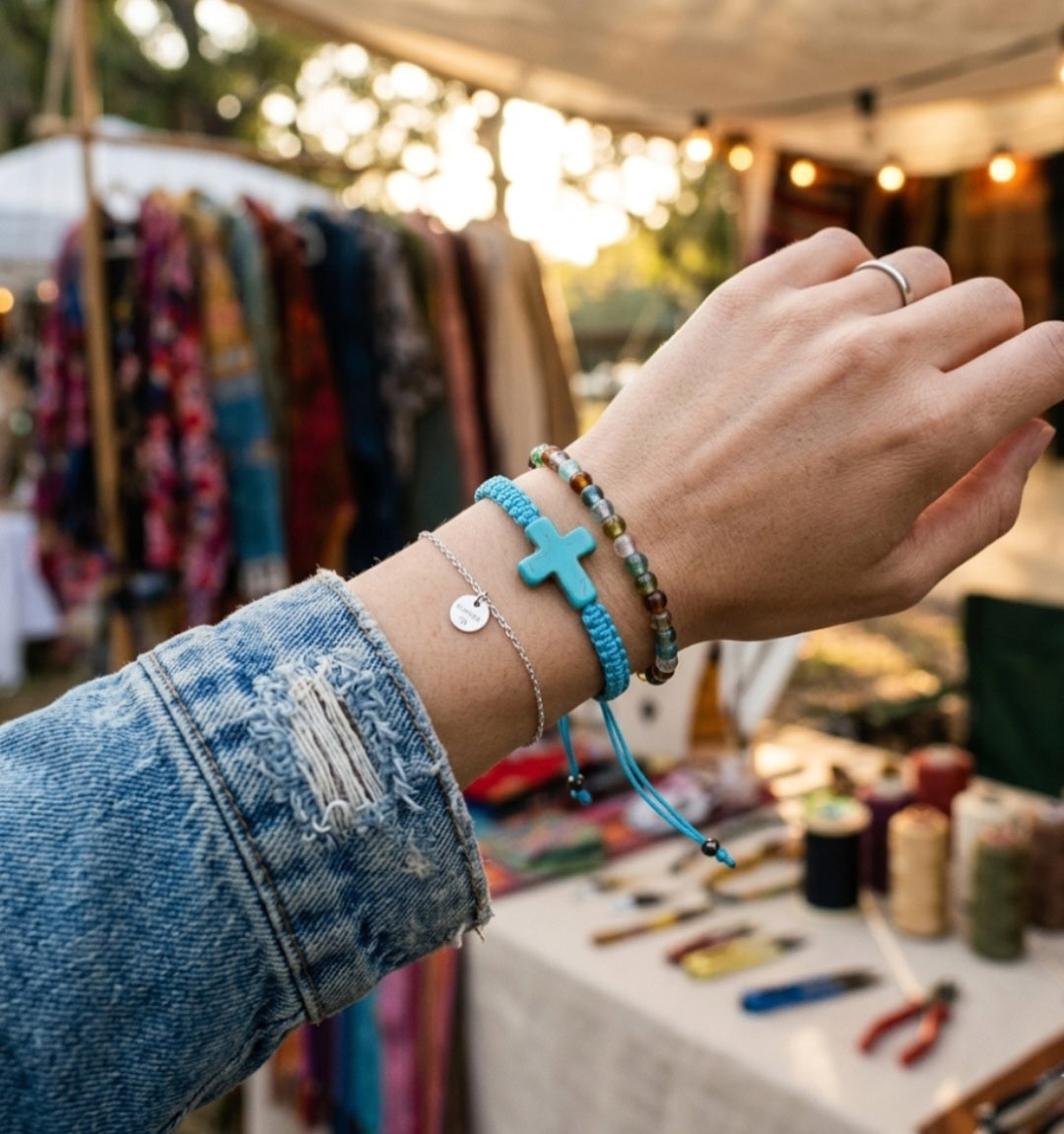 The Serene Blue Cross Bracelet