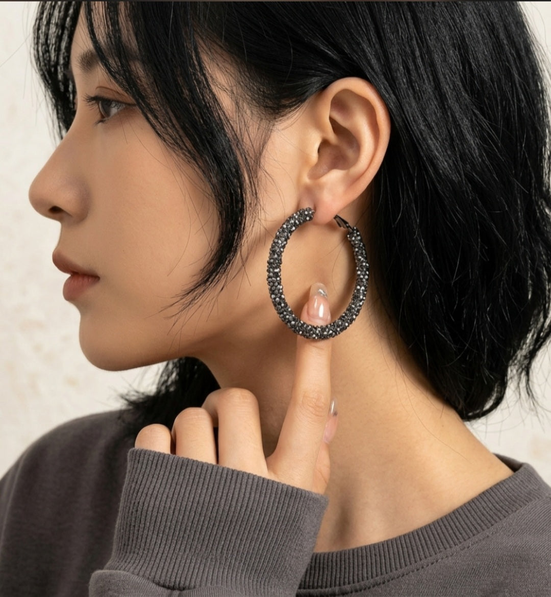 Crystal "G" Glamour Hoops