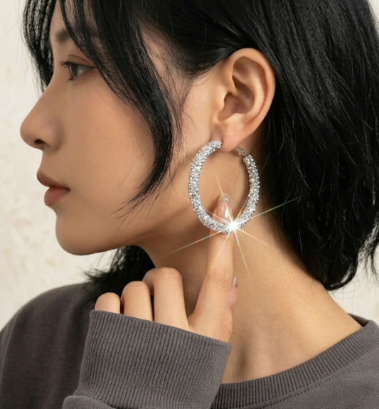Crystal "G" Glamour Hoops