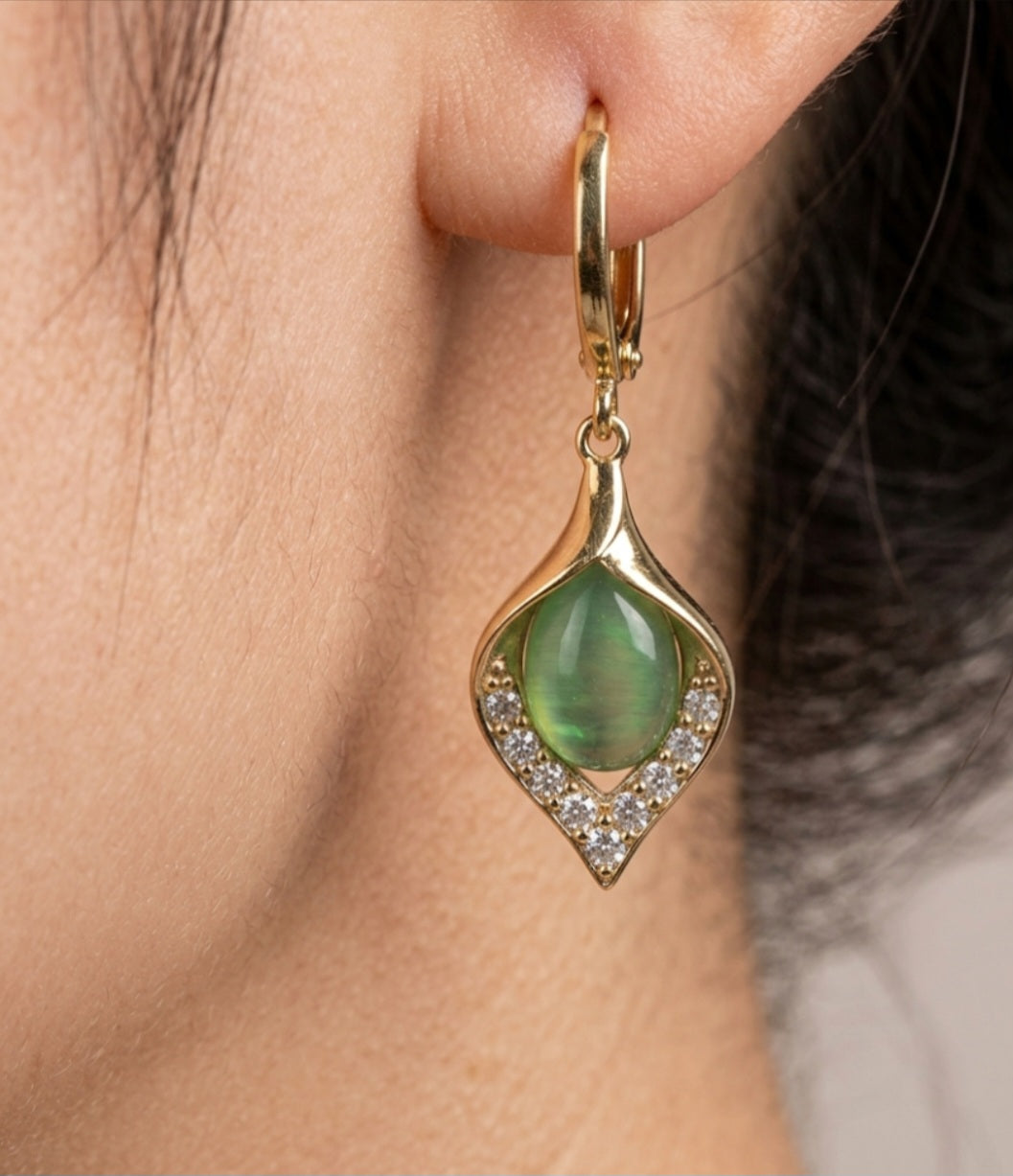 The "Emerald Dew" Dangles Earrings  🍃