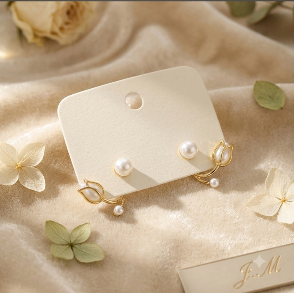 The "Golden Tulip" Pearl Jackets Earrings